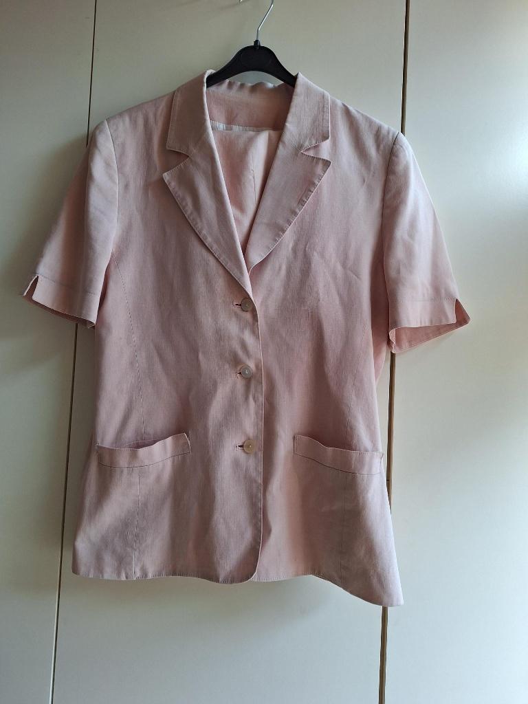 Linnen pak, lichtroze kleur, blazer en rok, Maat 38/40 (M), Kostuum of Pak, Ophalen of Verzenden, Onbekend