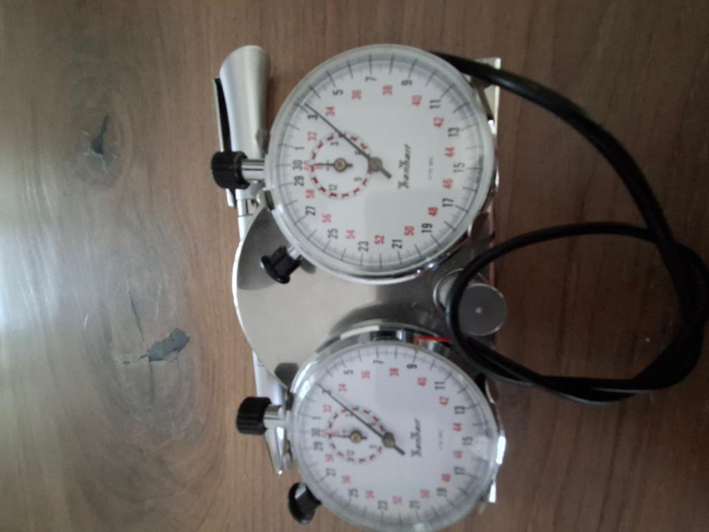 Hanhart stopwatches met verlichting op RVS gepolijste plaat, Ophalen of Verzenden