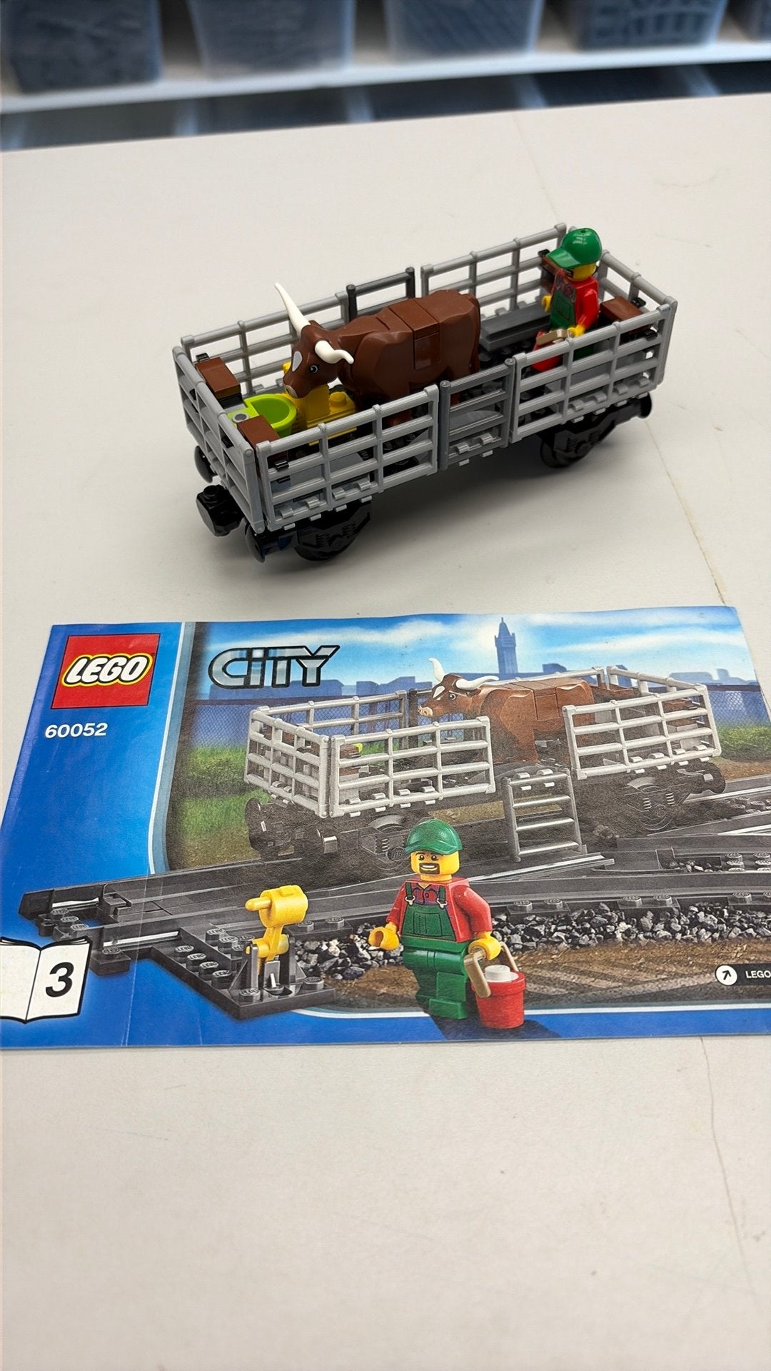 SB3014 Lego trein wagon 60052 compleet + boekje, Ophalen of Verzenden, Zo goed als nieuw