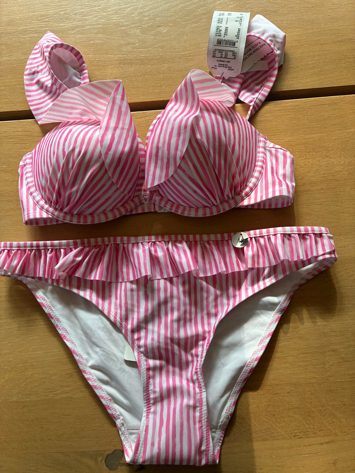 Hunkemöller Julia Frill Bikini - Roze/Wit Gestreept, Ophalen of Verzenden, Nieuw, Roze, Bikini