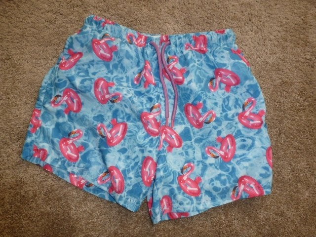 1 mooie blauwe zwem broek met opdruk met binnenbroek maat S, Ophalen of Verzenden, Maat 46 (S) of kleiner, Blauw, Zwemshort