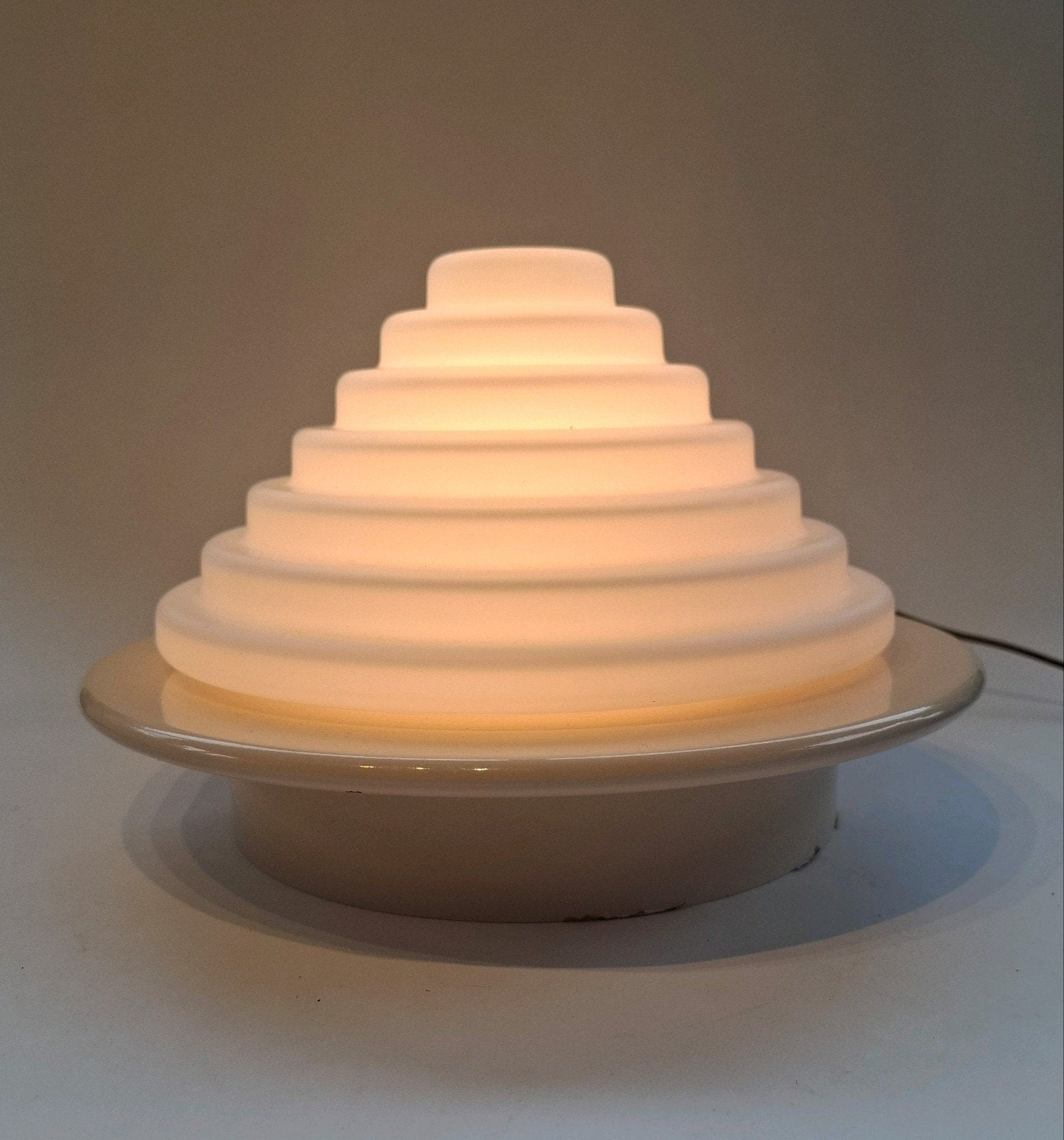 Vintage IKEA Art Deco Deco "Wedding Cake" Plafondlamp, Ophalen of Verzenden, Glas