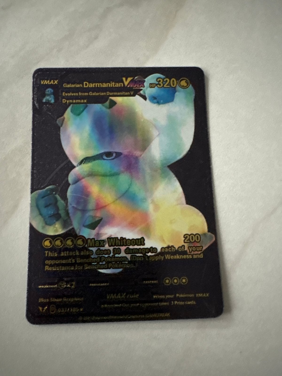 Pokémon Kaart Galarian Darmanitan VMAX - Zeldzaam, Ophalen of Verzenden, Zo goed als nieuw, Losse kaart, Foil