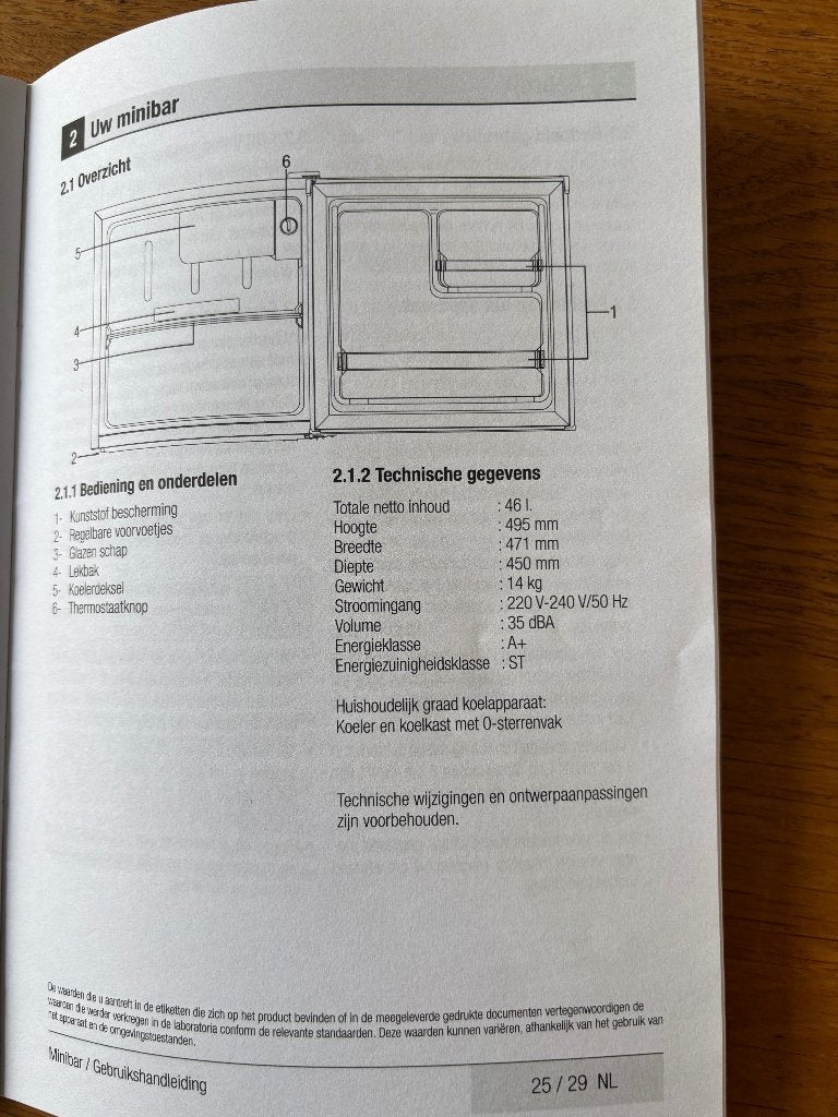 Minibar, Zonder vriesvak, Ophalen of Verzenden, Minder dan 75 liter, Minder dan 45 cm