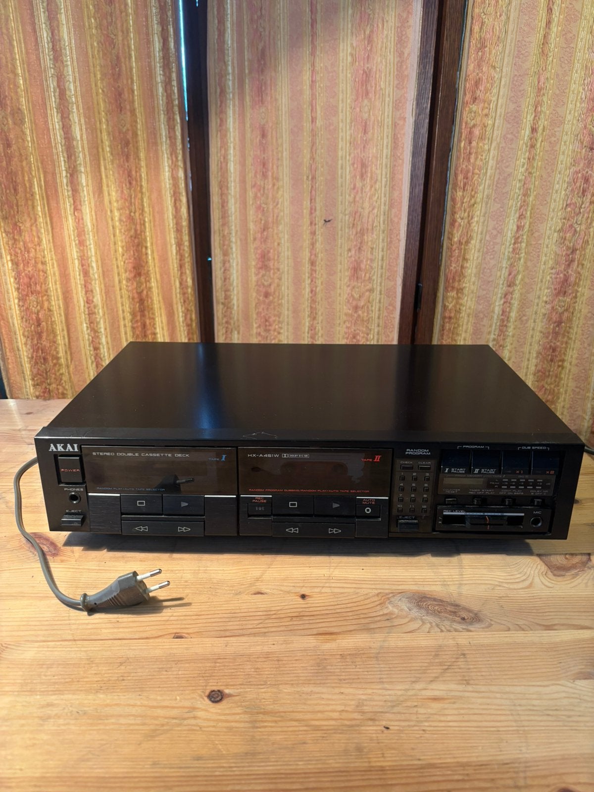 Akai HX-A451W Stereo Double Cassette Deck – inc. handleiding, Ophalen of Verzenden, Zo goed als nieuw