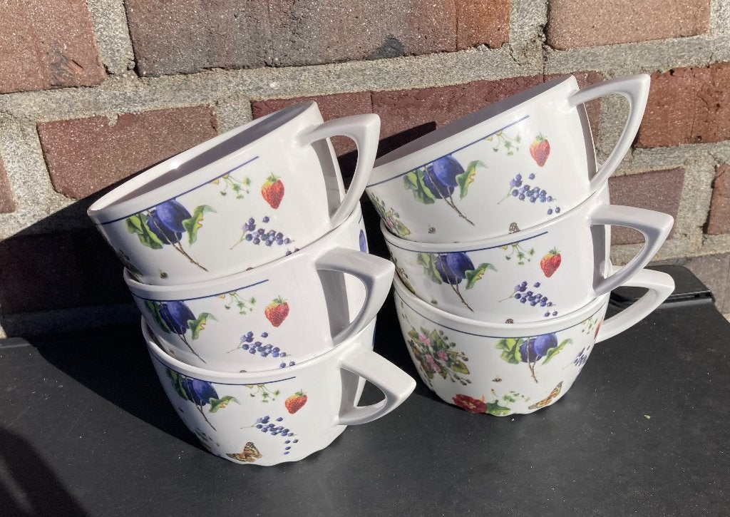 Camping servies soepkommen/bekers, Caravans en Kamperen, Ophalen, Zo goed als nieuw