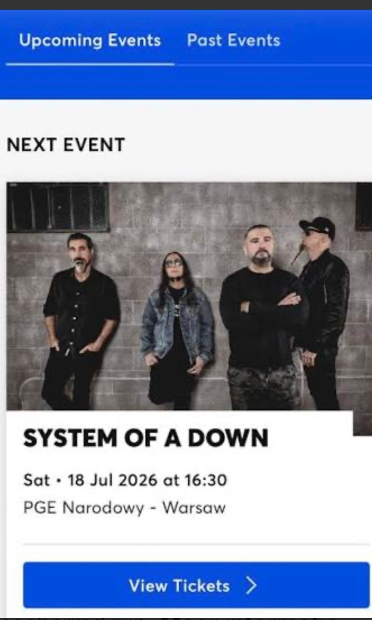 2x GA x Standing Tickets for System of a Down Warsaw July 18, Twee personen, Juli, Hard Rock of Metal