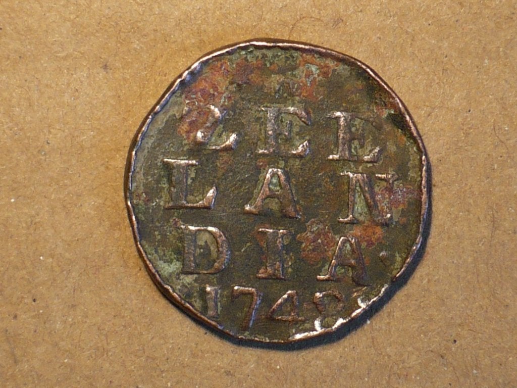 Mooie en zeer zeldzaam duit Zeelandia 1748/7, bodemvondst., Postzegels en Munten, Munten | Nederland, Ophalen of Verzenden, Vóór koninkrijk