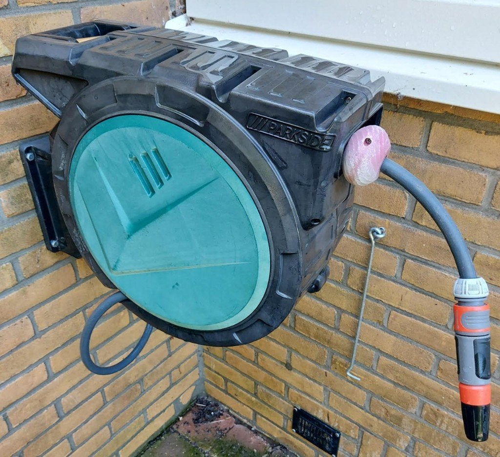 Parkside waterslanghaspel met 25 meter slang, Ophalen, Gebruikt, Tuinslanghaspel