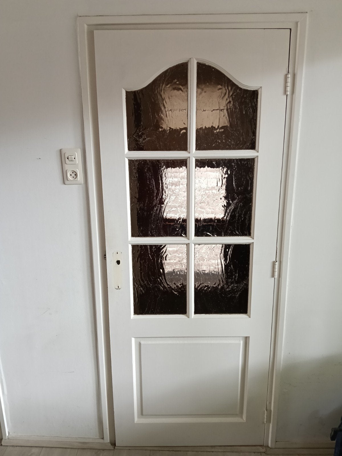 Witte binnendeur met glaspanelen, Ophalen, Gebruikt, 80 tot 100 cm, Binnendeur
