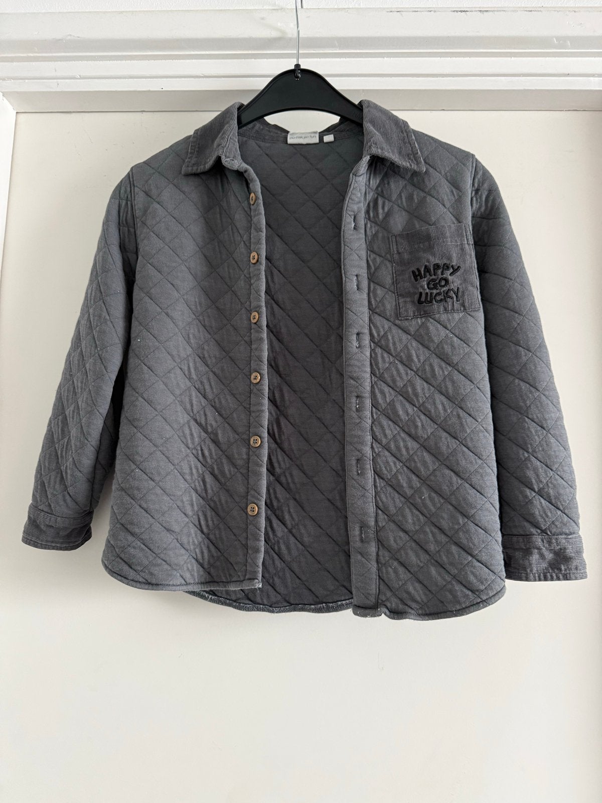 Sturdy gewatteerd overhemd/jasje maat 116 donker grijs, Ophalen of Verzenden, Gebruikt, Jongen, Overhemd of Blouse