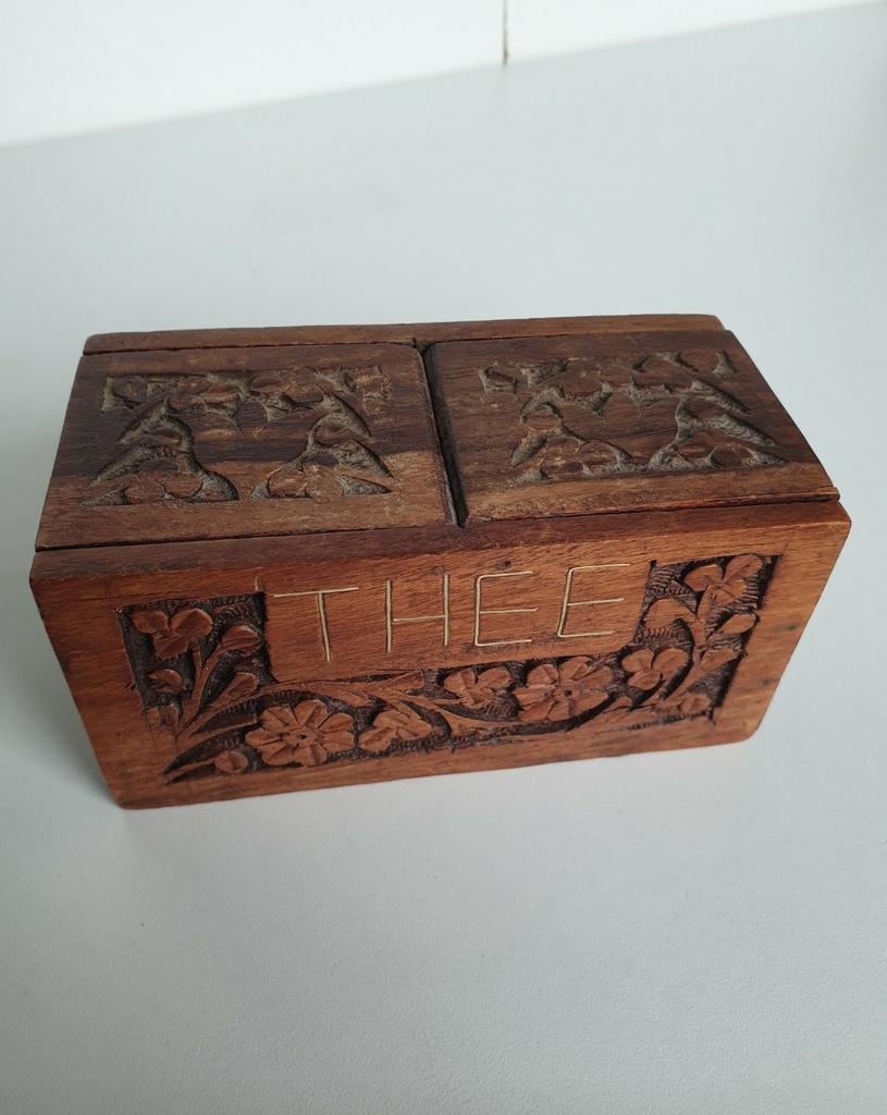 1381) prachtig houten thee doos uit India, Antiek en Kunst, Ophalen of Verzenden