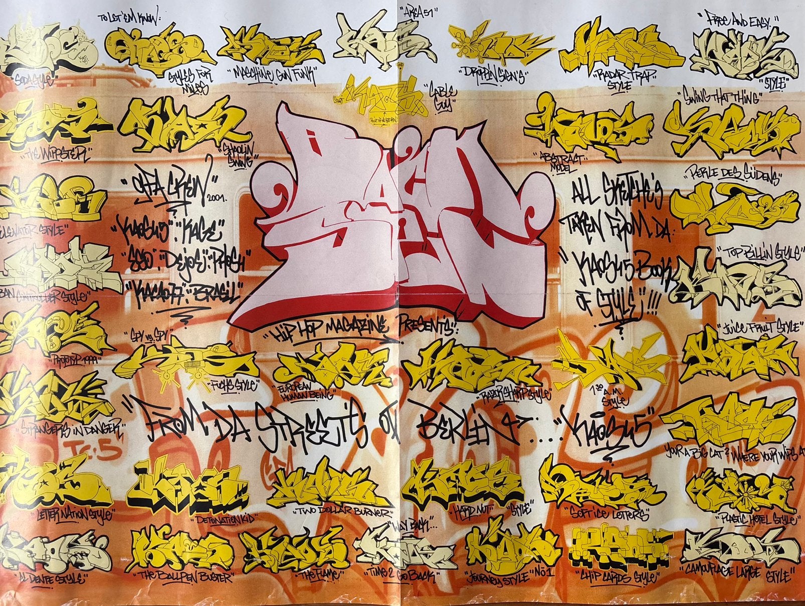 Graffiti poster Backspin KAOS45 /POET rocawear, Verzenden, Gebruikt, Rechthoekig Liggend, Overige onderwerpen