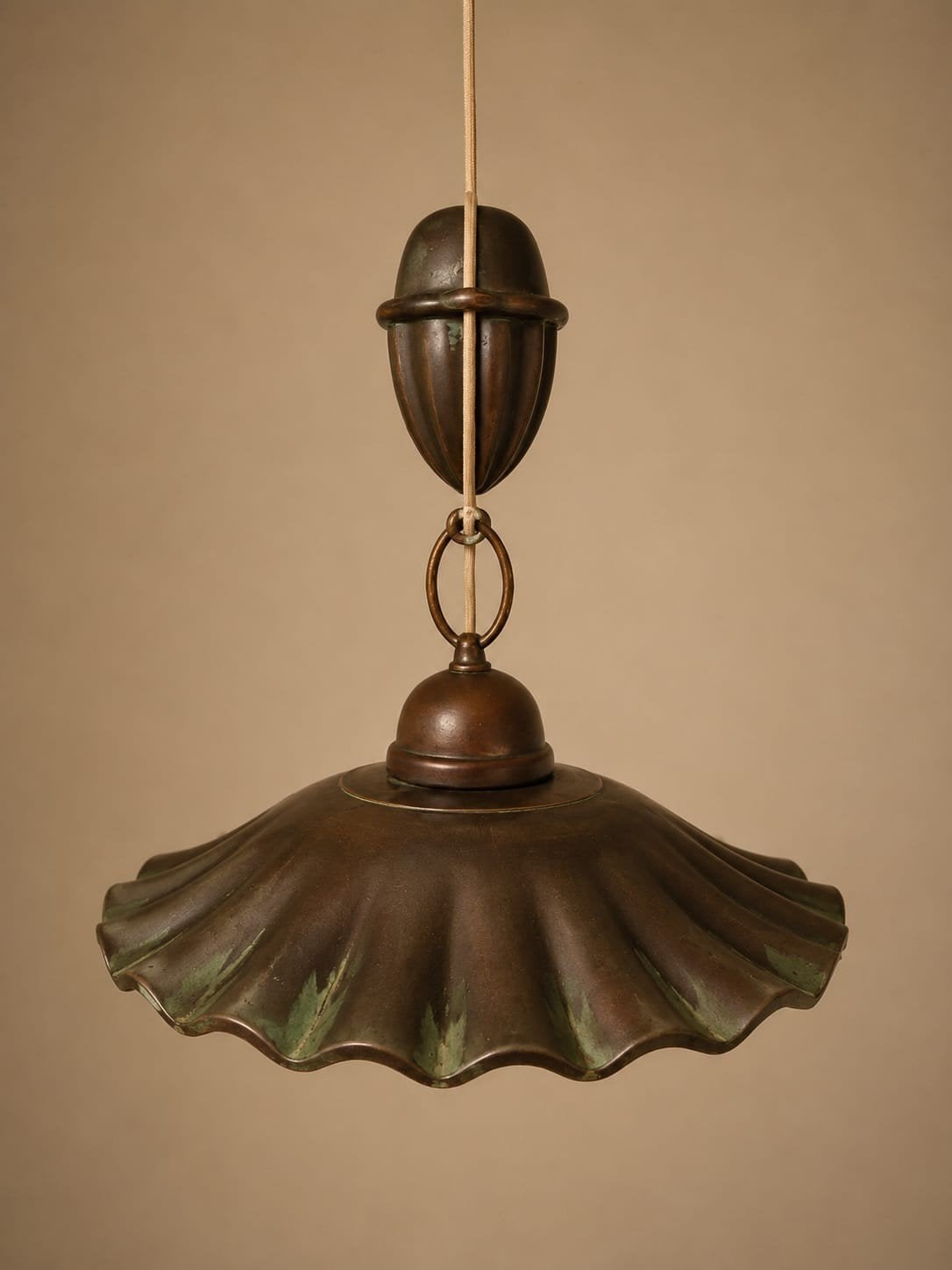 Vintage terracotta hanglamp - Jaren "80, Gebruikt, Natuurlijk materiaal, Vintage, E27 (groot)