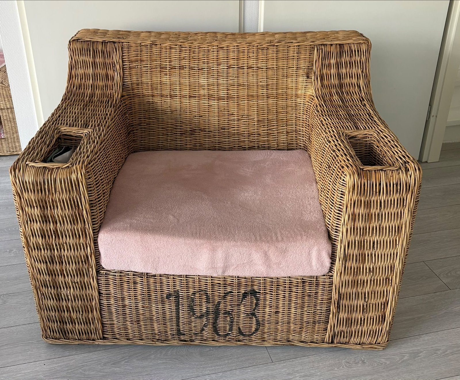 Gratis riviera maison rotan fauteuil met kussen, Ophalen, Gebruikt, Eenpersoons, Minder dan 150 cm