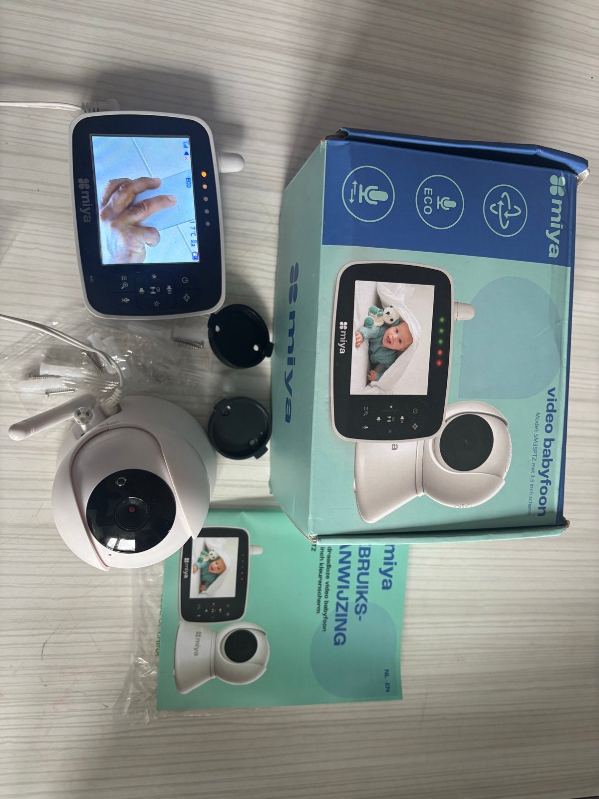 Miya Video Babyfoon SM35PTZ met 3.5 inch scherm, Ophalen of Verzenden, Zo goed als nieuw, 100 tot 250 meter, Camera