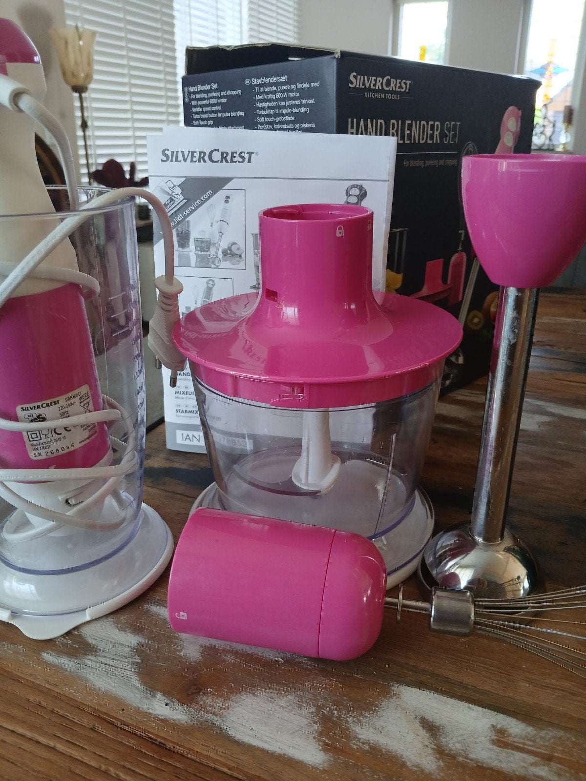 SilverCrest Handblender Set - Roze (600W), Witgoed en Apparatuur, Blenders, Zo goed als nieuw, Blender, Ophalen of Verzenden