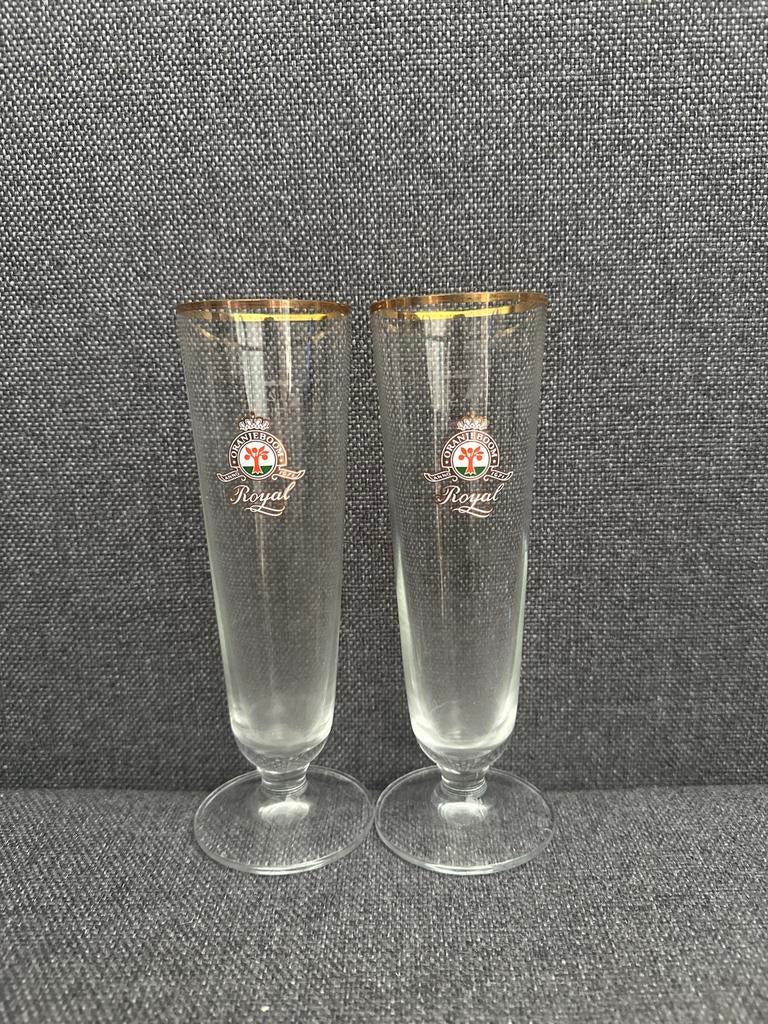 Set van 2 Vintage Oranjeboom Royal Bierglazen, Antiek en Kunst, Ophalen of Verzenden