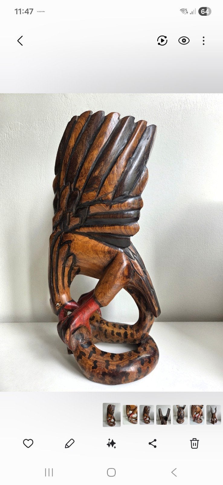 Uniek Balinees Houtsnijwerk: Adelaar met Slang (46cm), Antiek en Kunst, Overige onderwerpen, Houtsnijwerk, Ophalen of Verzenden