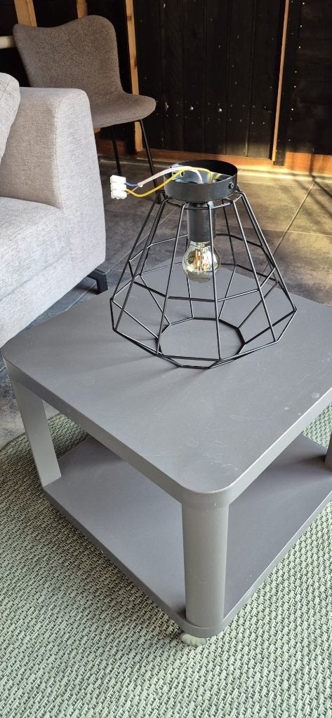 Zwarte plafondlamp, Ophalen, Inclusief lichtbron, Zwart, E27 (groot)