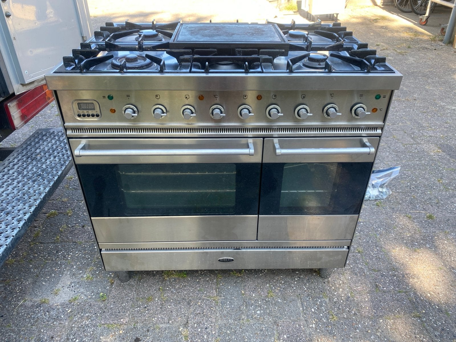 Boretti Ilve gasfornuis met dubbele oven, Witgoed en Apparatuur, Fornuizen, Ophalen, Gebruikt, 60 cm of meer, Warmhoudplaat
