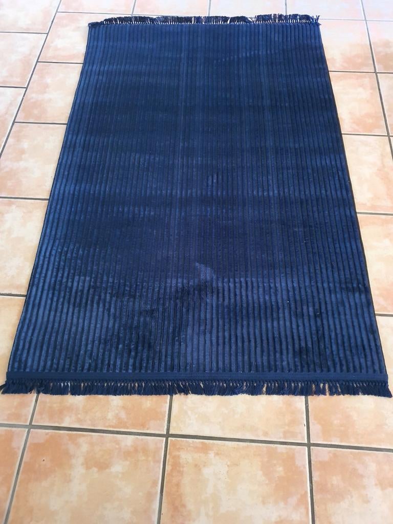 Dik Geribbeld Vloerkleed 120x180 cm – Grijs / Donkerblauw, Ophalen of Verzenden, Nieuw