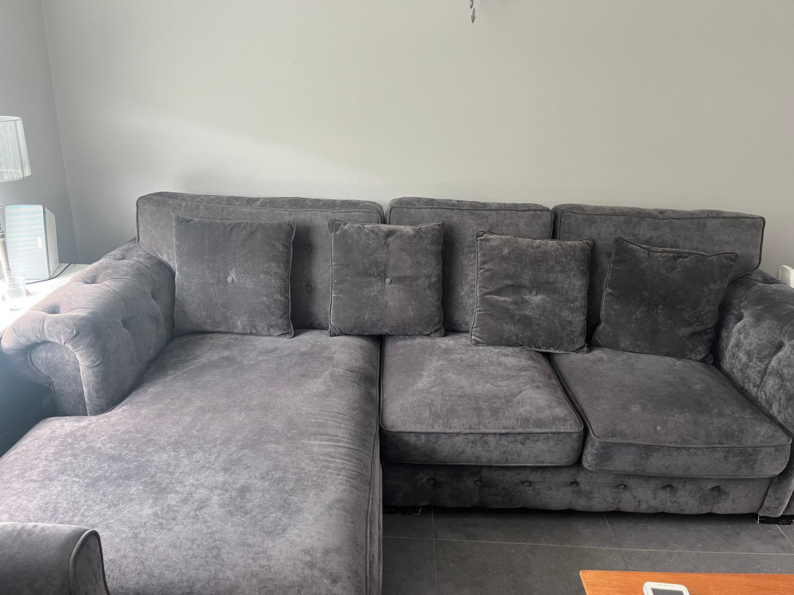 UrbanSofa bank velvet grijs, Ophalen, Gebruikt