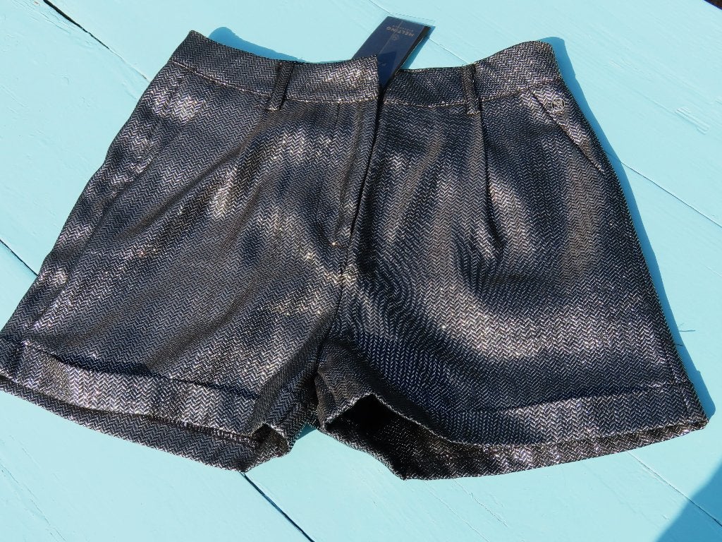 Nieuwe Y2K Party Shorts Zwart Zilver Glimmend XS 34, Kort, Zwart, Nieuw, Ophalen of Verzenden