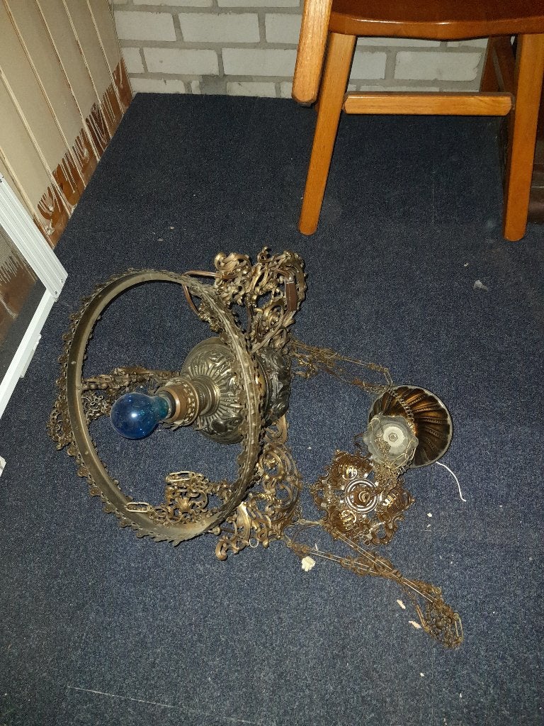 Oude hanglamp, Ophalen, Gebruikt, Glas