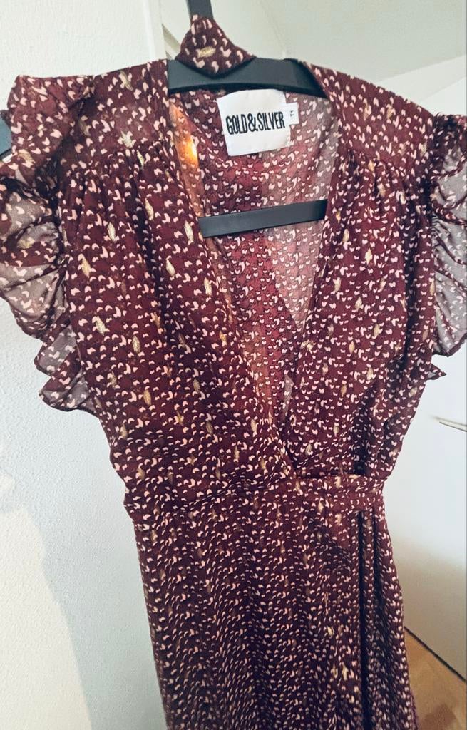Gold & Silver jurk met print, Kleding | Dames, Jurken, Zo goed als nieuw, Maat 38/40 (M), Rood, Onder de knie, Ophalen of Verzenden