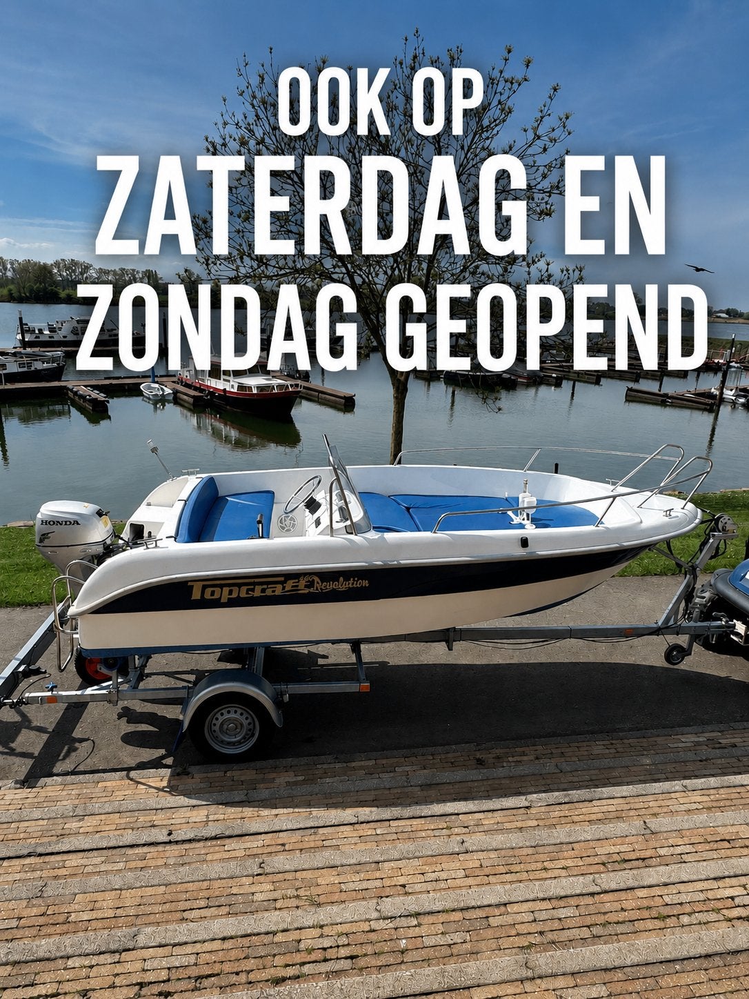 Topcraft 460 revolution Inc Honda 20pk  koopje weg is weg, Watersport en Boten, Ophalen, Zo goed als nieuw, Topcraft, Elektrische start