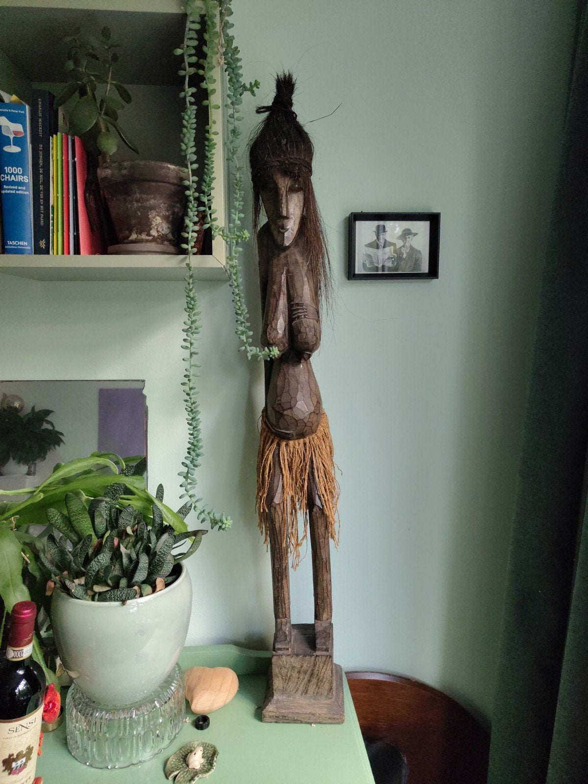 Houten Afrikaans Beeld - Vrouw met Traditionele Kleding, Antiek en Kunst, Ophalen, 50 - 100 cm, Beeld, Hout