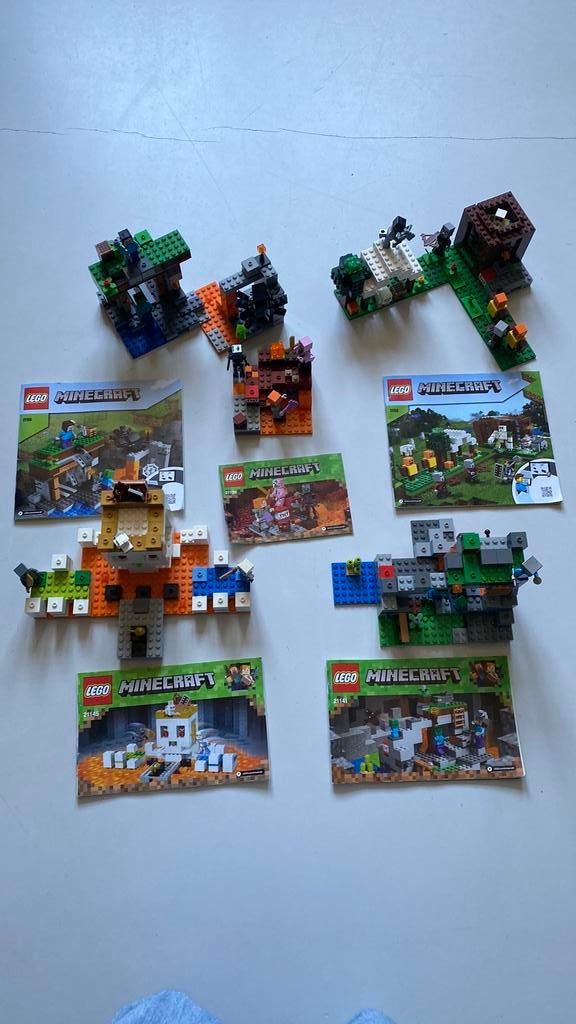LEGO Minecraft, 5 sets; 21139, 21141, 21145, 21159, 21166, Minecraft, Lego, Ophalen of Verzenden, Complete set
