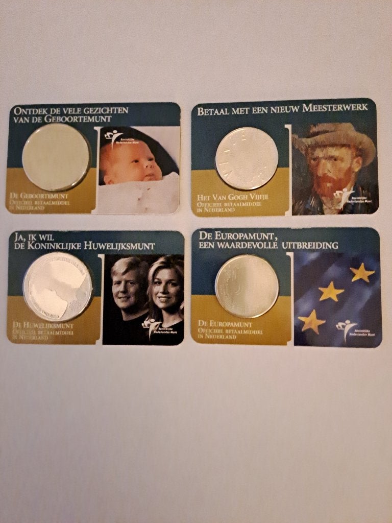 Set van 4 zeldzame Nederlandse coincards, Postzegels en Munten, Ophalen, Setje, Koningin Beatrix, Zilver