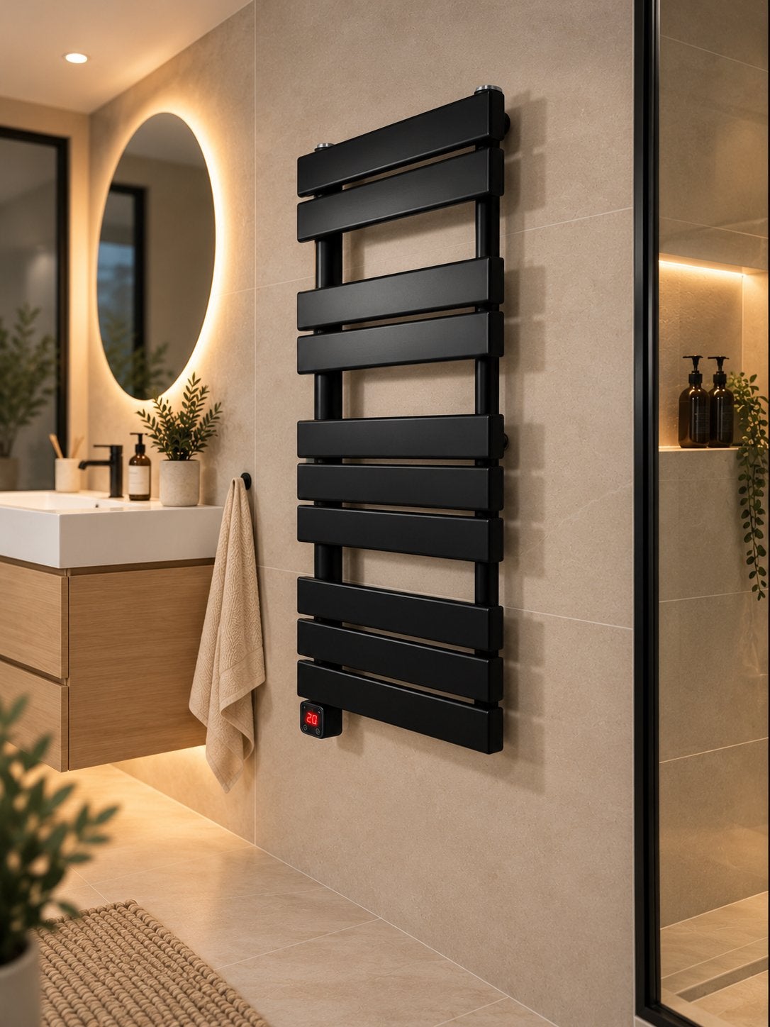 Elektrische badkamer radiator zwart, Info@d-radiatoren.nl, Radiator, Minder dan 60 cm, Ophalen of Verzenden