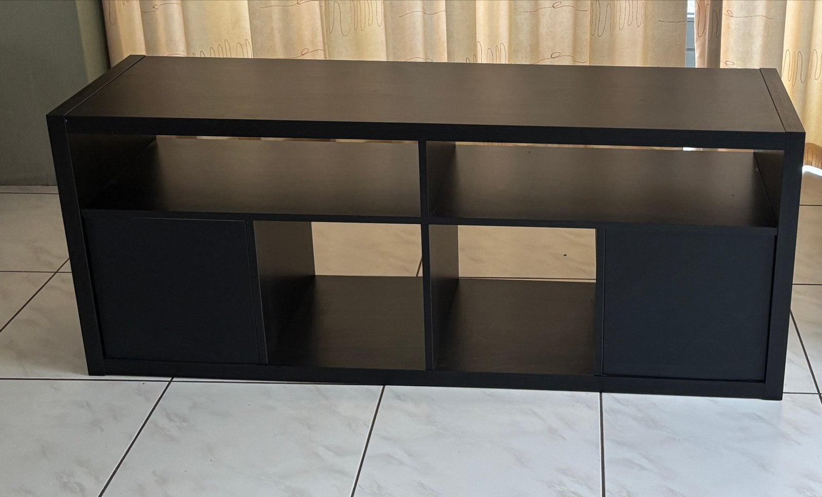 IKEA Kallax tv meubel met deuren, zwart 59,5*146,5*39cm, Ophalen, 100 tot 150 cm, Zo goed als nieuw, Minder dan 100 cm