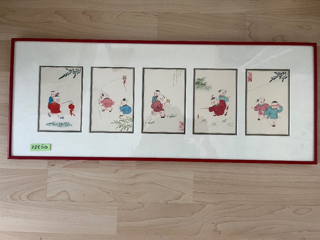 Ingelijste Japanse prentjes (60 x 23 cm), Nieuw, Ophalen of Verzenden, Schilderij, 5 – 50