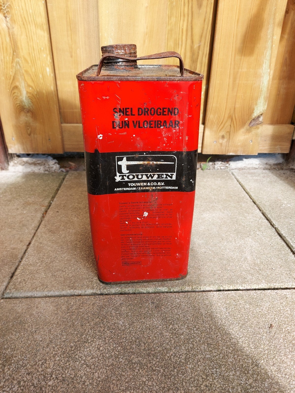 Vintage Tenco Zwarte Scheepslak blik - 5 liter, Ophalen of Verzenden, Gebruikt, Overige, Overige merken
