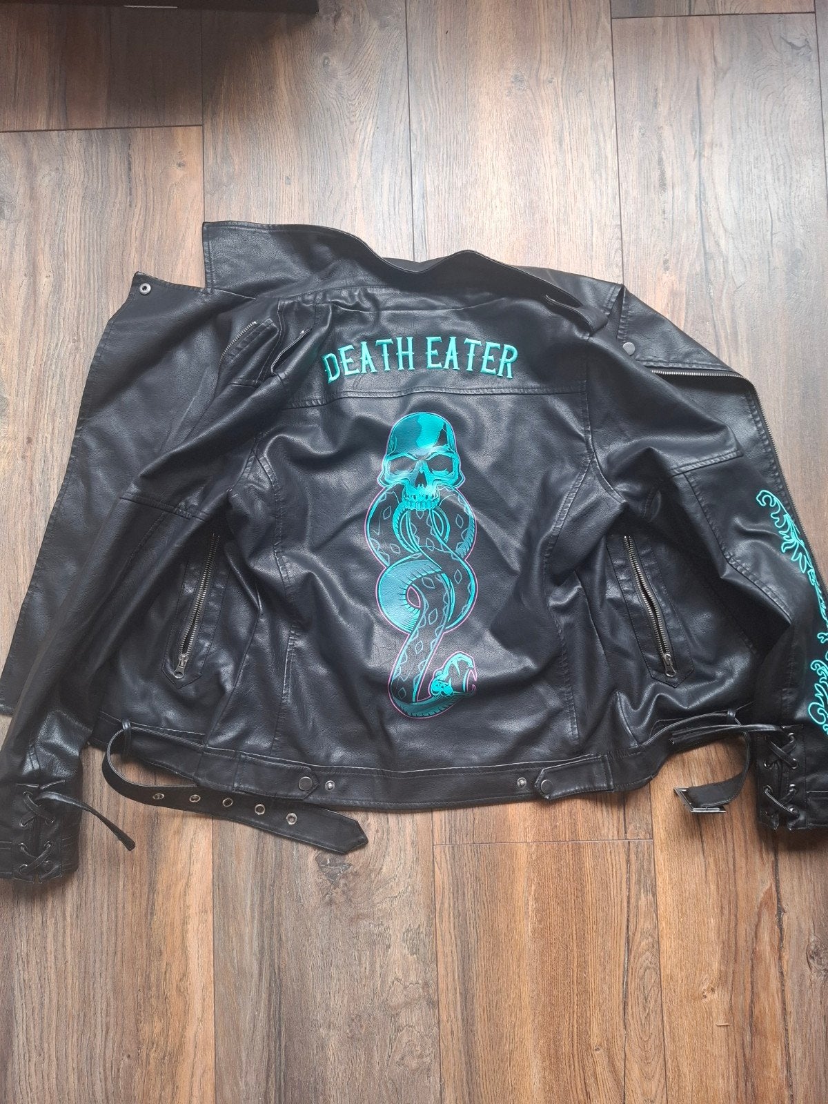 Harry Potter Dooddoener/Death Eater kunstleren jas maat M, Emp, Zwart, Zo goed als nieuw, Ophalen