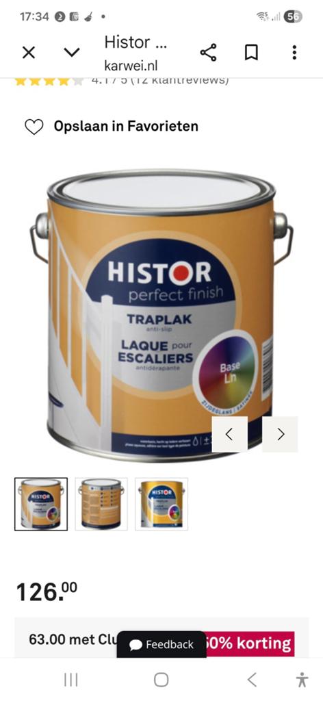 Histor Antislip Trapverf Great Grey 2,5L - Nieuw, Ophalen of Verzenden, Nieuw, Grijs, Lak