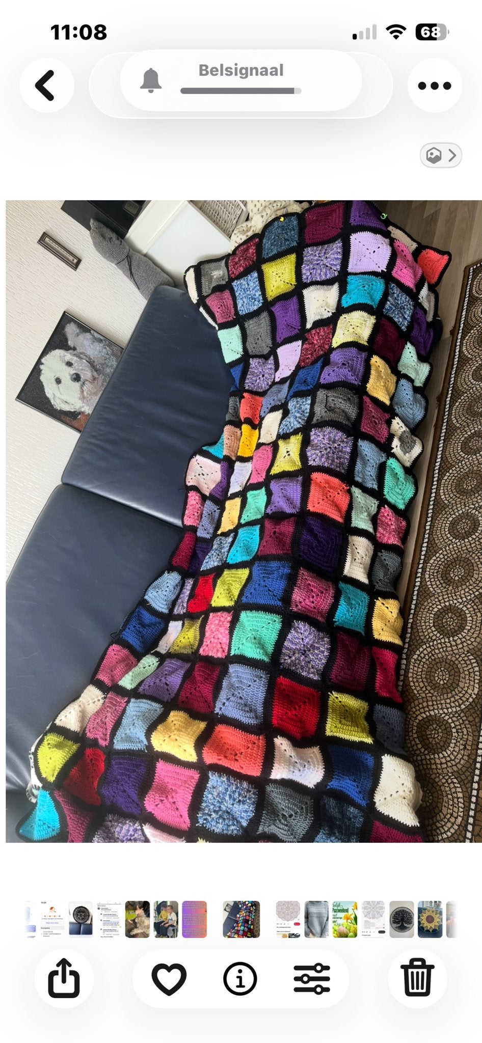 Gehaakte blokjes sprei/deken - 130x200 cm, Oma granny's, 100 tot 150 cm, Nieuw, Ophalen of Verzenden