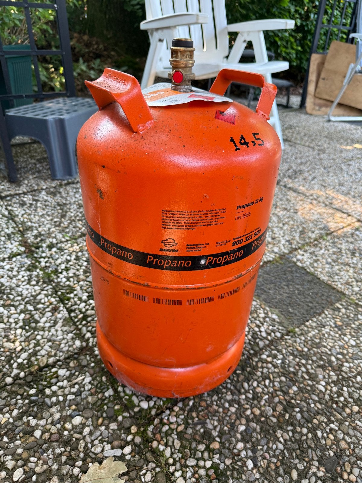 Spaanse Repsol butaan gasfles, Ophalen, Gebruikt