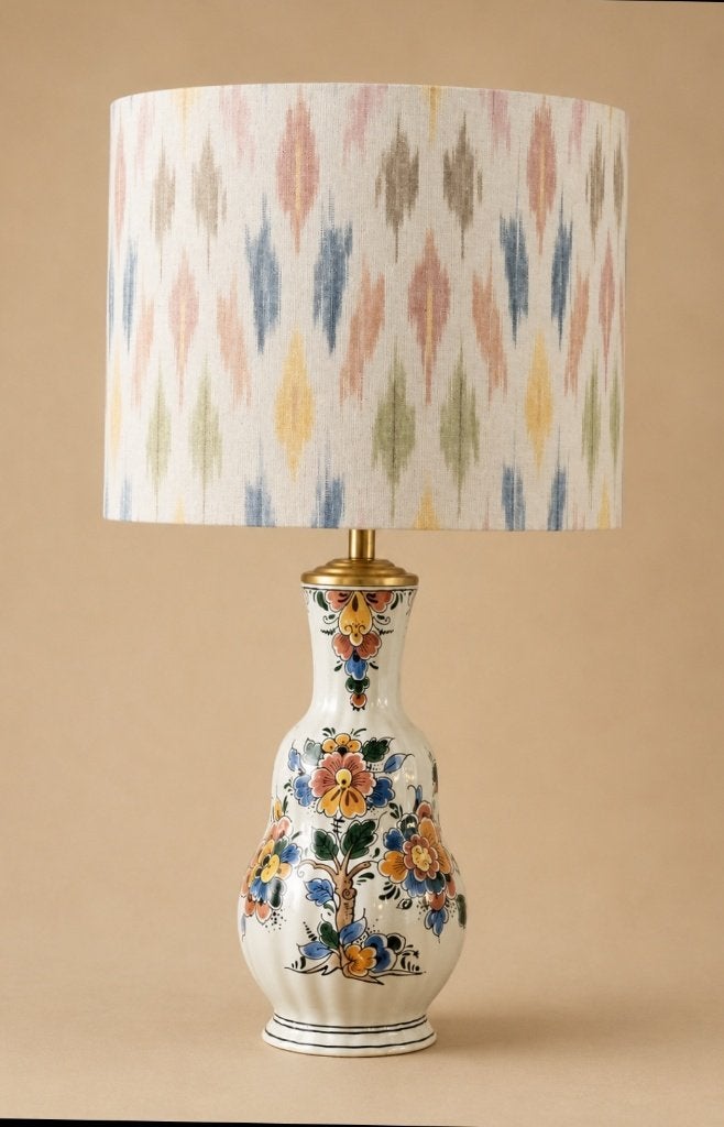 Royal Goedewaagen Delfts Aardewerk Tafellamp met kap, 25 cm, Gebruikt, 20 cm, Tafellamp