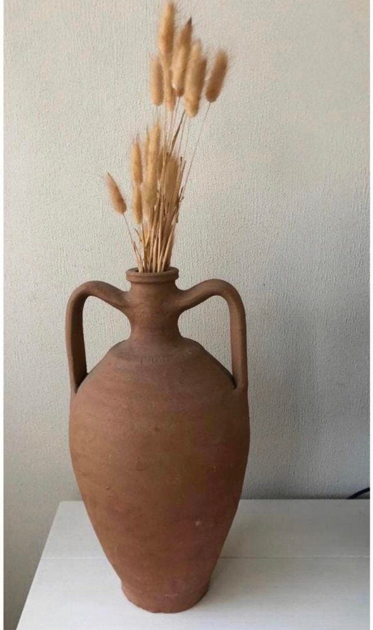 Oude Waterkruik Amphora Vaas Handwerk Vintage 1990, Ophalen, Zo goed als nieuw, Overige kleuren, Minder dan 50 cm