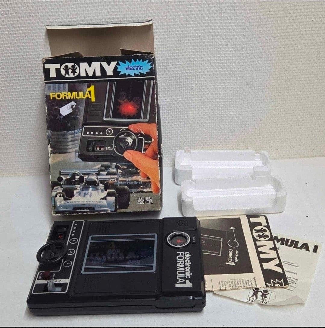 Zeldzame TOMY Electronic FORMULA 1 (1976) -Met doos & handle, Ophalen of Verzenden
