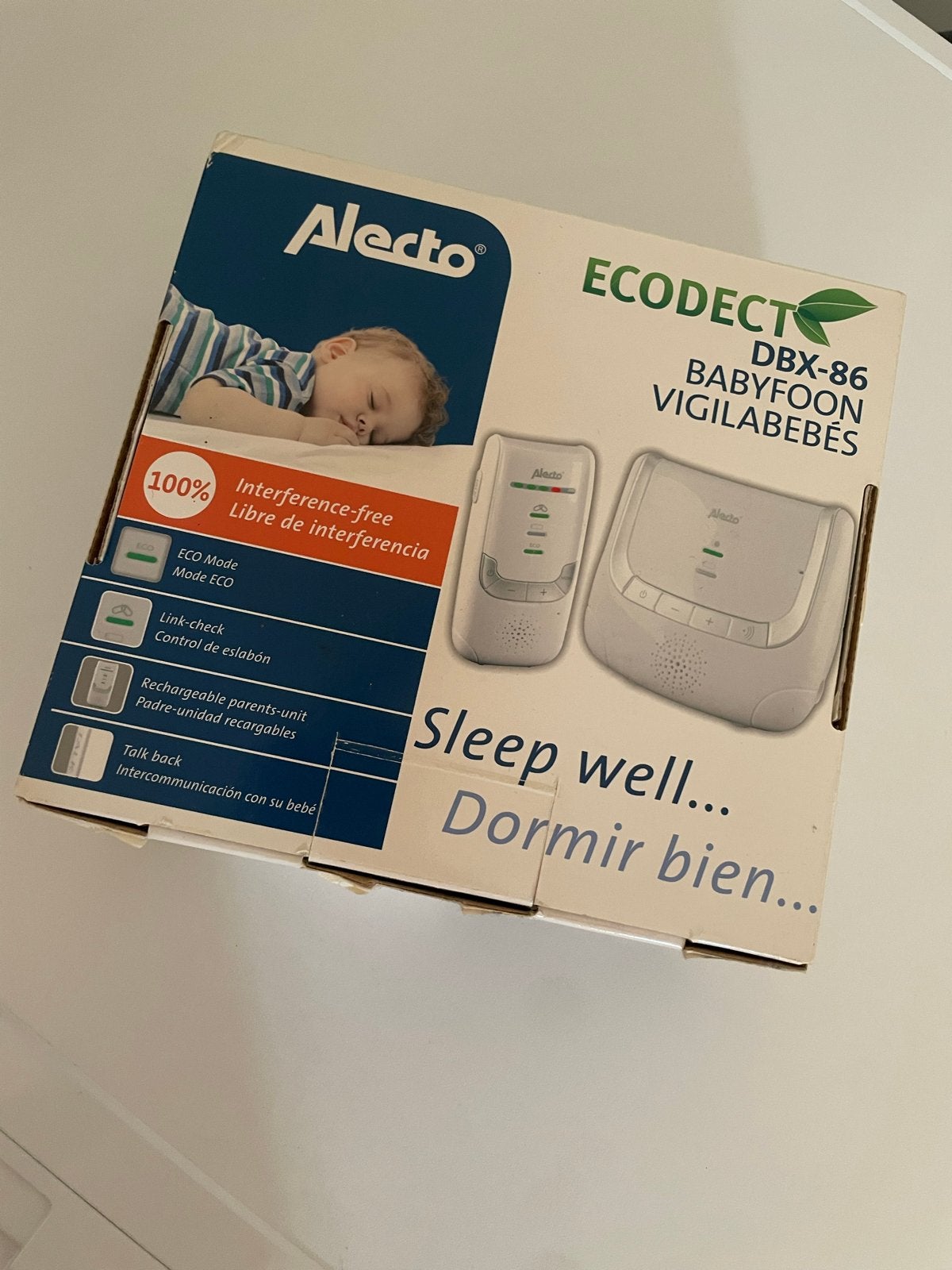 Alecto ECODECT DBX-86 Babyfoon, Kinderen en Baby's, Babyfoons, Gebruikt, Terugspreekfunctie, Ophalen of Verzenden