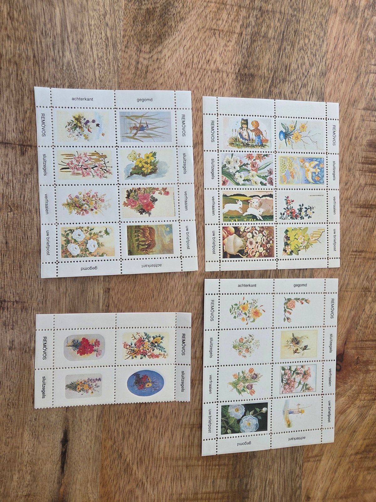 Vintage REMOVOS Sluitzegels - Diverse Bloemen en Dieren, Postzegels en Munten, Ophalen of Verzenden, Na 1940, Postfris