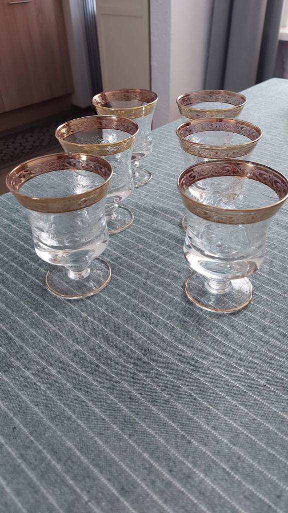 6 stuks glazen met gouden rand, Ophalen, Nieuw