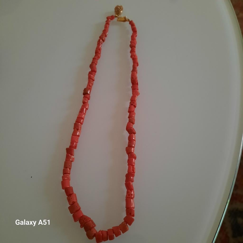 Vintage Koraal Ketting met 925 Zilveren Sluiting, Ophalen of Verzenden, Zilver, Ketting, Met edelsteen
