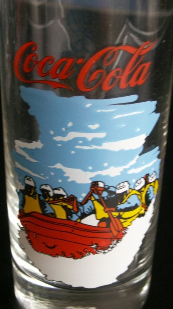 Coca cola glas met opdruk reddingsboot Coca-Cola 1992, Ophalen of Verzenden, Nieuw, Bierglas